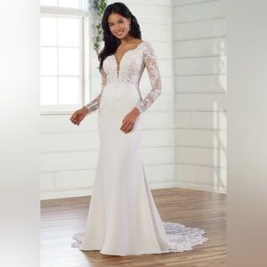 Essense of Australia D3029 Crepe / Lace Long Sleeve Dress
